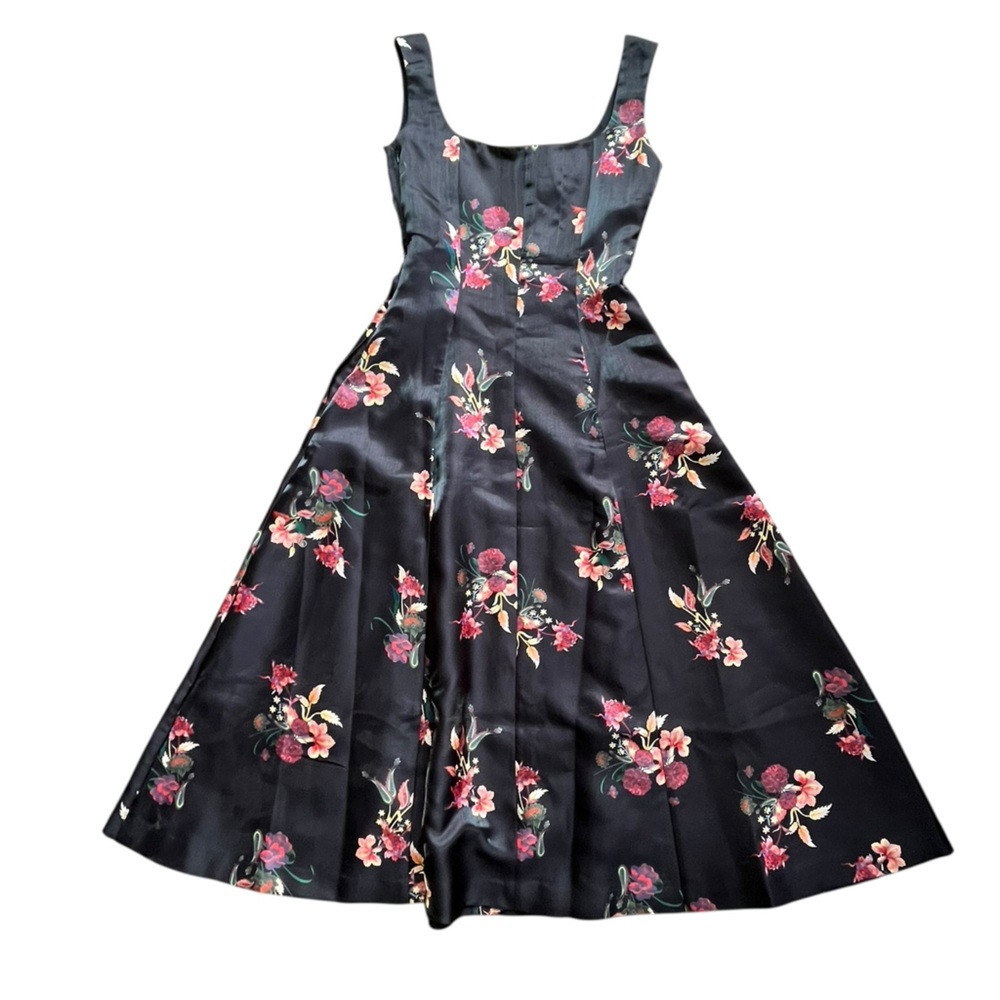 💝 La Fuori 100% Silk Floral Black Dress Women’s size small. - Picture 11 of 12